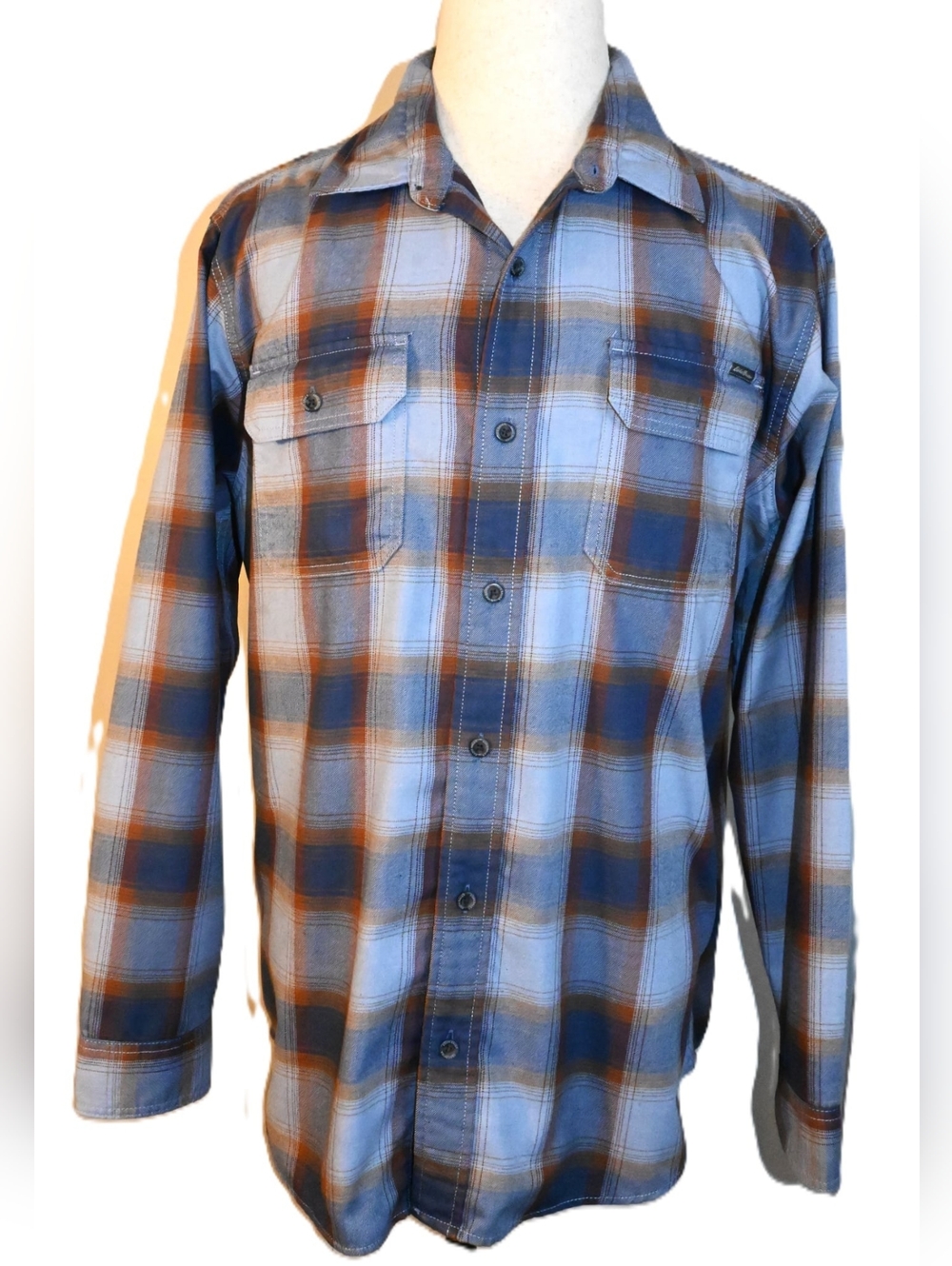 Eddie Bauer Travex Men's Expedition Flannel Shirt XL Blue/Brown Plaid